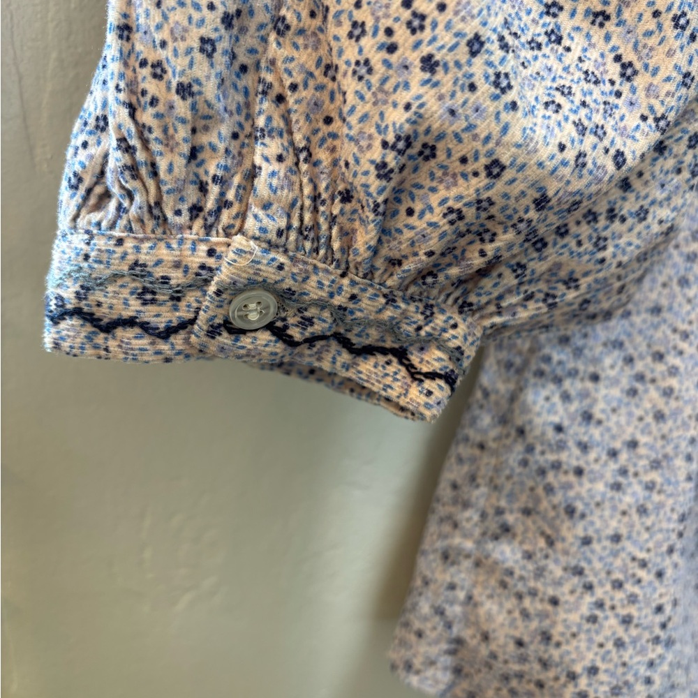 Doen Raina Ruffle Floral Yoke Blouse - Cream/Blue - Picture 7 of 12